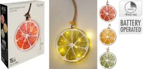 Декорация подвесная Лимон, диаметр 17см, LED, с функцией таймера, в ассортименте, Koopman