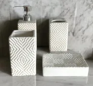 Набор для ванной керамический 4в1 белый с узорами,ALROSSA