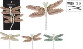 Декорация Стрекоза на клипсе, 13x9x1,5 см, набор 2 шт, в ассортименте, Koopman