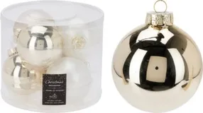 Ёлочное украшение Шар, бежевый/белый, диаметр 8 см, набор 6 шт, в ассортименте, Koopman