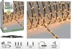 Гирлянда электрическая с контроллером, теплый белый, 1000 led-лампы, адаптер IP44, 3000 см, Koopman