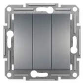 Выключатель 3-клавишный Asfora, 10 А, сталь, Schneider Electric