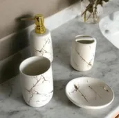 Набор для ванной керамический 4в1 белый мрамор,ALROSSA