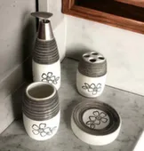 Набор для ванной керамический 4в1 цветочный графит,ALROSSA