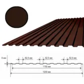 Профлист стеновой 0,4мм Н8 6x1,2м (7,2м2) шоколад МеталлПрофиль