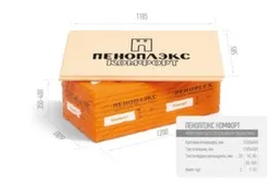 Экструзионный пенополистирол ПЕНОПЛЭКС КОМФОРТ® 585x1185 мм 20