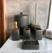 Набор для ванной керамический 6в1 черный ,ALROSSA