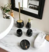 Набор для ванной керамический 5в1 черный мрамор, ALROSSA