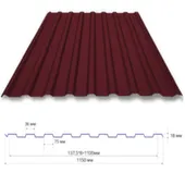 Профлист кровельный 6x1,15 Н18 толщ. 0,40мм KMK Красное вино ( RAL 3005 )