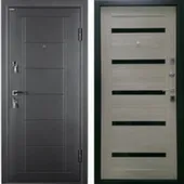 Дверь металлическая СТАЙЛ 880x2066 черный муар/МДФ царга белёный дуб Промет Левое