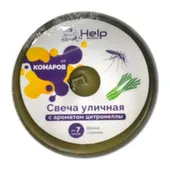 Свеча уличная от комаров с ароматом цитронелла Help (в жестяной банке)