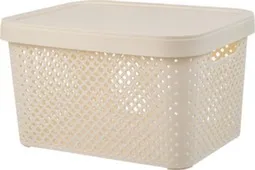 Корзина для хранения с крышкой Stockholm, 15 л молочный туман, Plast Team