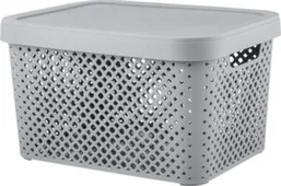 Корзина для хранения с крышкой Stockholm, 15 л серый шторм, Plast Team