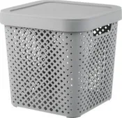 Корзина для хранения с крышкой Stockholm, 20 л серый шторм, Plast Team