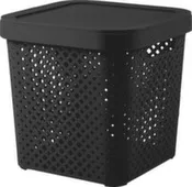 Корзина для хранения с крышкой черный 20 л, Plast Team