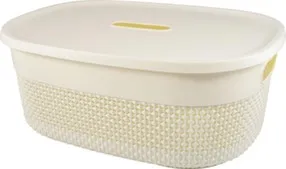 Корзина для хранения с крышкой Oslo 12л молочный туман, Plast Team