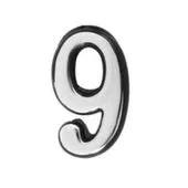 Цифра самоклеящаяся пластиковая Хром 9