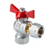 Кран шаровой угловой с накидной гайкой Base 3/4" ВР-ВР рукоятка бабочка, Valteс