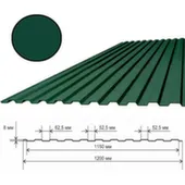 Профлист стеновой 6x1,2 м Н8 зеленый мох 0,4мм 7,2м2 МЕТАЛЛПРОФИЛЬ