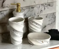 Набор для ванной керамический 4в1 белый с звездным орнаментом,ALROSSA