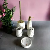 Набор для ванной керамический 5в1 белый мрамор, ALROSSA