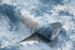 Обои виниловые на флизелиновой основе, Микадо, синий, 1,06x10 м, Артекс