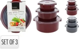 Контейнер для пищевых продуктов для микроволновой печи, набор из 3 штук: 2 л, 1 л, 500 мл, в ассортименте, Koopman