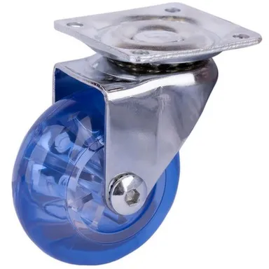 Купить Опора колесная поворотная на площадке, 50 мм, полиуретан/пластик, голубой, 1 шт, Стройбат в интернет-магазине Akvilon.kz