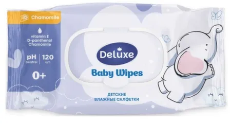 Купить Салфетки влажные Детские, 120 шт, Deluxe в интернет-магазине Akvilon.kz Купить Салфетки влажные Детские, 120 шт, Deluxe в интернет-магазине Akvilon.kz