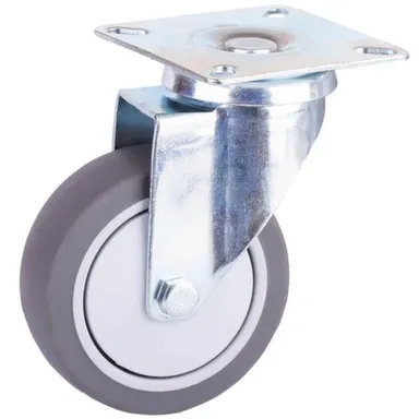 Купить Опора колесная поворотная на площадке, 75 мм, пластик/резина, серый, 1 шт, Стройбат в интернет-магазине Akvilon.kz