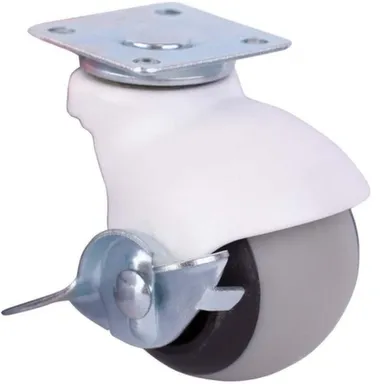 Купить Опора колесная поворотная на площадке со стопором 50 мм, пластик/резина, матовый белый, 1 шт, Стройбат в интернет-магазине Akvilon.kz