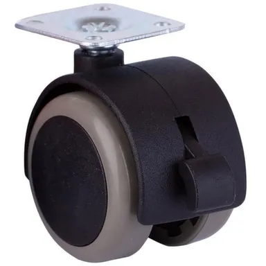 Купить Ролик двойной на площадке со стопором 50 мм, серый, 1 шт, Стройбат в интернет-магазине Akvilon.kz