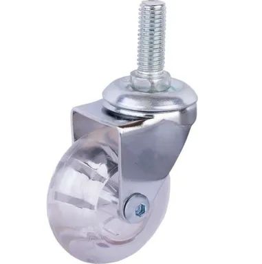 Купить Ролик одинарный с резьбовым штифтом М10, 50 мм, полиуретан/пластик, прозрачный, 1 шт, Стройбат в интернет-магазине Akvilon.kz