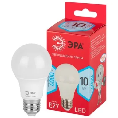Купить Лампочка светодиодная Red Line LED A60-10W-840-E27 R Е27 / E27 10 Вт груша нейтральный белый свет, Эра в интернет-магазине Akvilon.kz