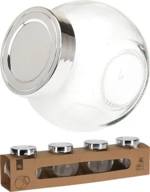 Купить Набор банок для хранения продуктов с крышкой, 4 шт, 190 мл, Koopman в интернет-магазине Akvilon.kz