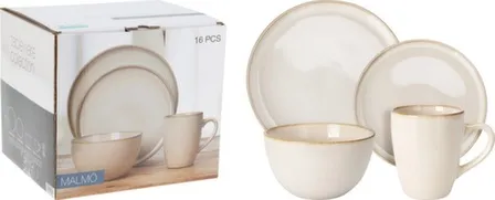 Купить Набор посуды из 16 предметов: тарелка диаметром 26 см - 4 шт, тарелка диаметром 21 см - 4 шт, миска 820 мл - 4 шт, кружка 400 мл - 4 шт, Koopman в интернет-магазине Akvilon.kz