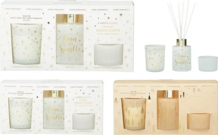 Купить Ароматизатор воздуха в помещении: диффузор 60 мл с палочками, свеча залитая в стакан 5x8,2 см, подсвечник 5,3x3,5 см, в ассортименте, Koopman в интернет-магазине Akvilon.kz