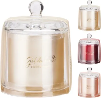 Купить Свеча залитая в стакан со стеклянным куполом 9x11 см, в ассортименте, Koopman в интернет-магазине Akvilon.kz