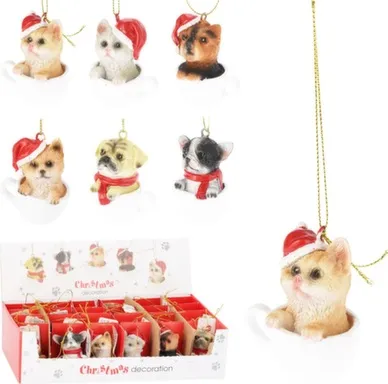 Купить Декорация подвесная Кошка/собака, 5x3,7x6,3 см, в ассортименте, Koopman в интернет-магазине Akvilon.kz