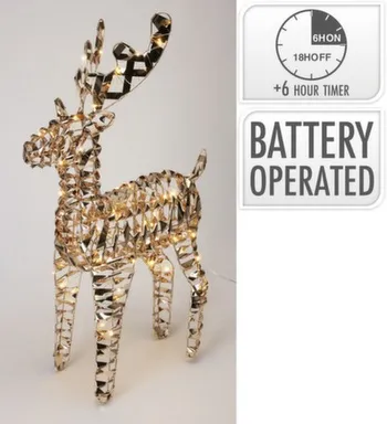 Купить Светильник декоративный Олень, 100 LED-ламп, 36x14x60 см, с функцией таймера, Koopman в интернет-магазине Akvilon.kz