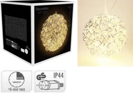 Купить Светильник Шар, 100 led-ламп, диаметр 30 см, адаптер IP44, с таймером, Koopman в интернет-магазине Akvilon.kz