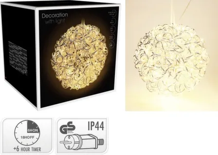 Купить Светильник Шар, 200 led-ламп, диаметр 40 см, адаптер IP44, с таймером, Koopman в интернет-магазине Akvilon.kz