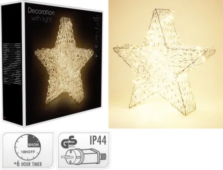 Купить Светильник Звезда, 200 led-ламп, 60x16x58 см, 220-240 В, адаптер IP44, с таймером, Koopman в интернет-магазине Akvilon.kz