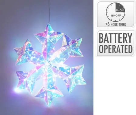 Купить Светильник Снежинка, 30 led-ламп, 27x5x27 см, с таймером, Koopman в интернет-магазине Akvilon.kz