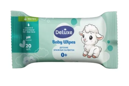 Купить Салфетки влажные для детей с экстрактом алоэ вера, 20 шт, Deluxe в интернет-магазине Akvilon.kz Купить Салфетки влажные для детей с экстрактом алоэ вера, 20 шт, Deluxe в интернет-магазине Akvilon.kz