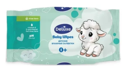 Купить Салфетки влажные для детей с экстрактом алоэ вера, 72 шт, Deluxe в интернет-магазине Akvilon.kz Купить Салфетки влажные для детей с экстрактом алоэ вера, 72 шт, Deluxe в интернет-магазине Akvilon.kz