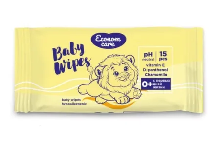 Купить Салфетки влажные для детей с экстрактом ромашки, 15 шт, Econom Care в интернет-магазине Akvilon.kz Купить Салфетки влажные для детей с экстрактом ромашки, 15 шт, Econom Care в интернет-магазине Akvilon.kz