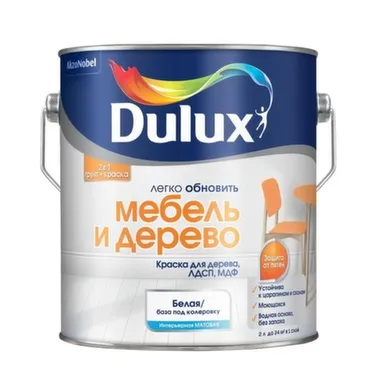Купить Краска акриловая Dulux Мебель и Дерево матовая белая BW 2,0л в интернет-магазине Akvilon.kz