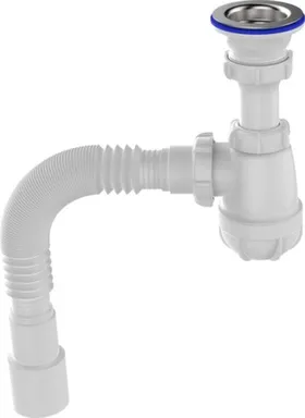 Купить Сифон бутылочный 1 1/4"х40 с гибкой трубой 40x40/50мм, Aquant в интернет-магазине Akvilon.kz