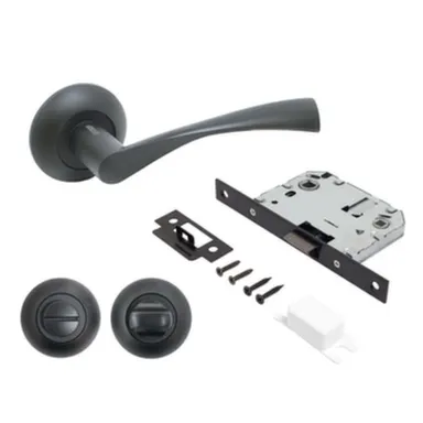 Купить Комплект ручек с защ. и фикс. ОСКАР, Аллюр Черный матовый в интернет-магазине Akvilon.kz